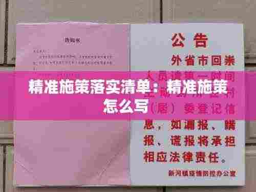 精准施策落实清单：精准施策怎么写 
