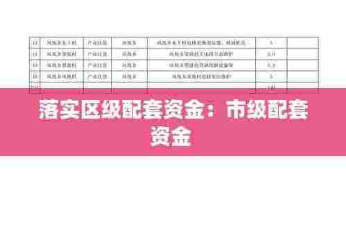 落实区级配套资金:市级配套资金