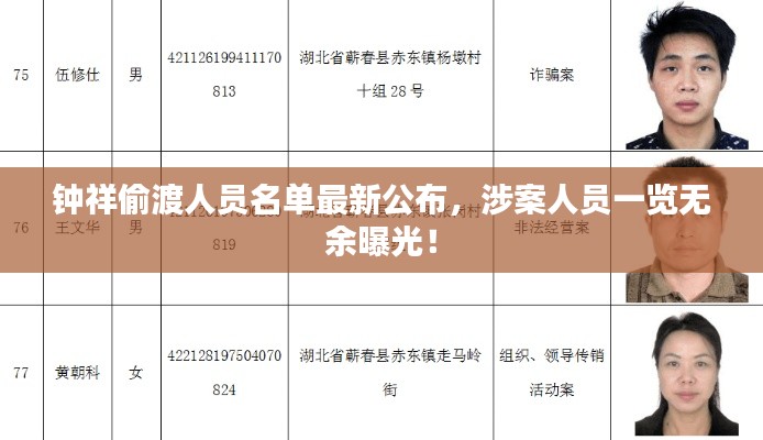 钟祥偷渡人员名单最新公布，涉案人员一览无余曝光！