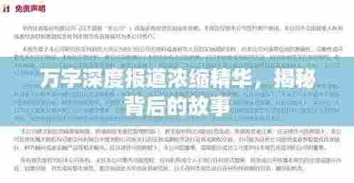 万字深度报道浓缩精华,揭秘背后的故事