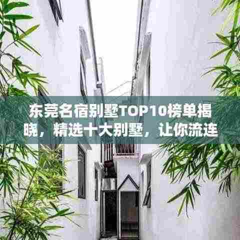 东莞名宿别墅TOP10榜单揭晓，精选十大别墅，让你流连忘返！