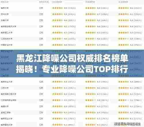 黑龙江降噪公司权威排名榜单揭晓!专业降噪公司TOP排行