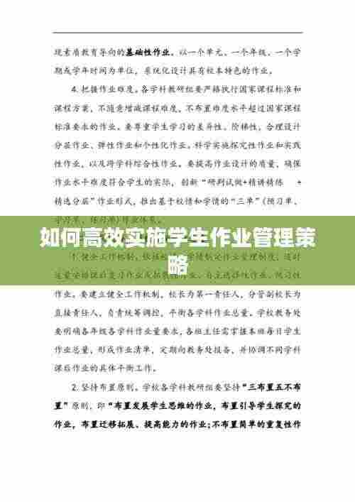 如何高效实施学生作业管理策略