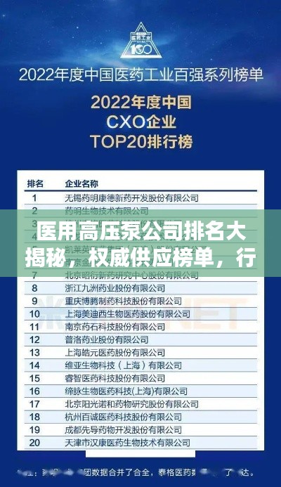 医用高压泵公司排名大揭秘,权威供应榜单,行业品质一目了然!